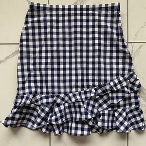 Draper James Navy and White Gingham Skirt